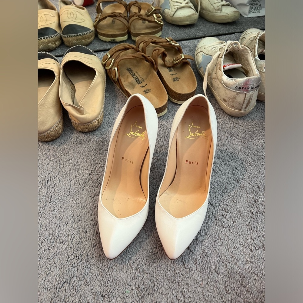 White Christian Louboutin Stilettos 37